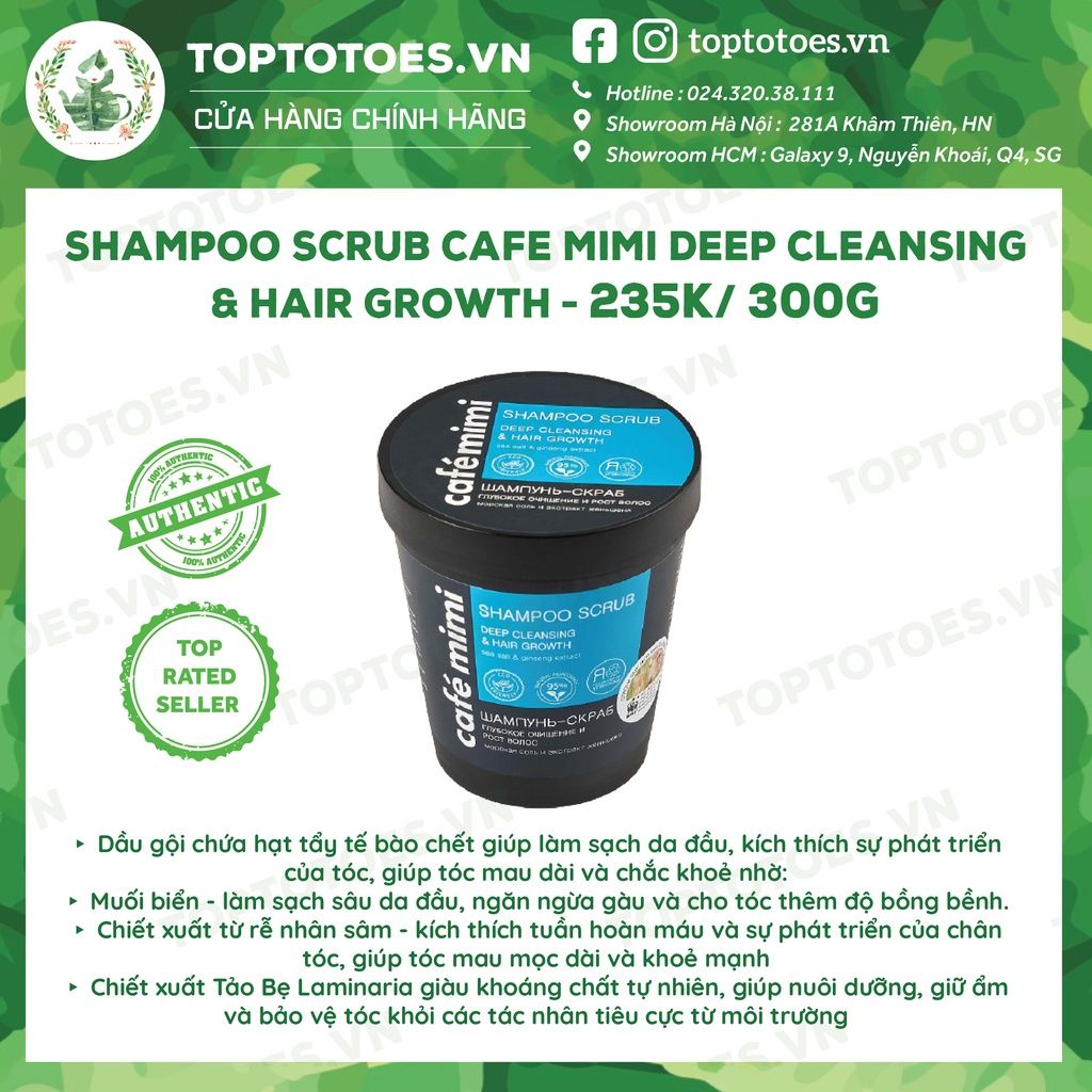  (Tặng Kèm Lược Gội Đầu)Tẩy Tế Bào Chết Da Đầu CAFE MIMI Shampoo Scrub - 330g 