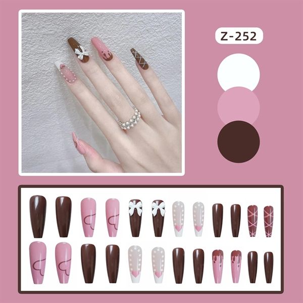  Hộp 24 Móng Tay Giả Đính Hạt, Đá Nails Box Cao Cấp Nội Địa Trung Kèm Keo Dán + Dũa Móng 