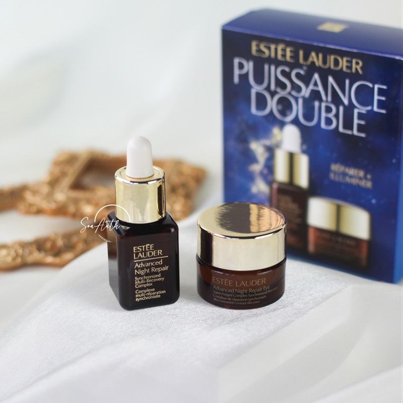  Set 2 Món Dưỡng Best Seller ESTEE LAUDER Mini Power Pair Serum Advanced Night Repair 7ml + Kem Mắt 5ml 