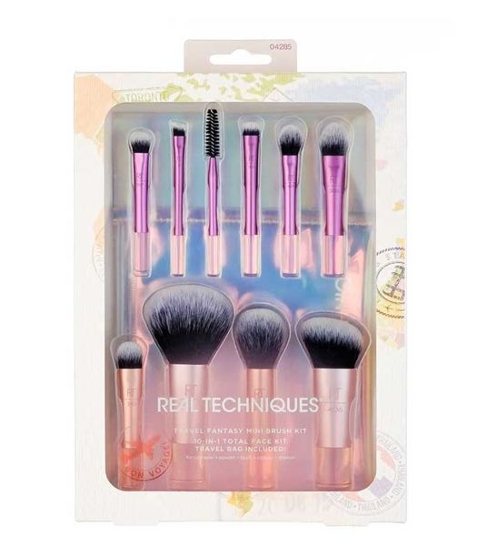  Bộ Cọ Mini Du Lịch 10 Cây REAL TECHNIQUES Travel Fantasy Mini Brush Kit (Kèm Túi) 