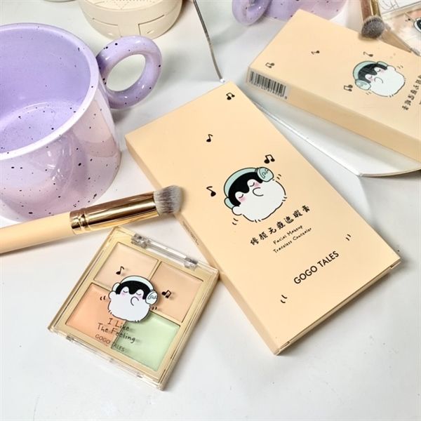 Bảng Triệt Sắc Che Khuyết Điểm 4 ô GOGO TALES Traceless Concealer - Kèm Cọ Nội Địa Trung