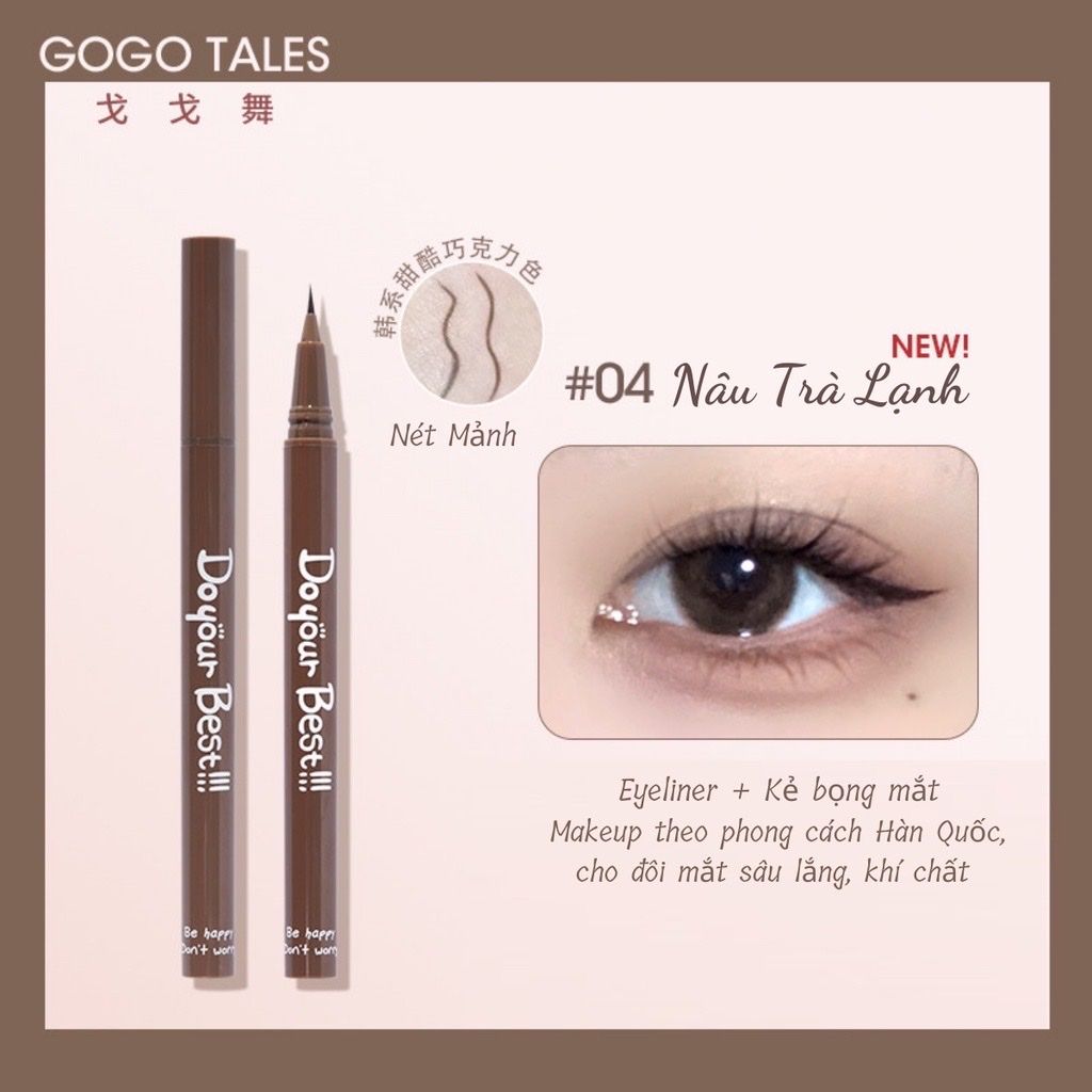  Bút Kẻ Bọng Mắt GOGO TALES Do Your Best Spirit Eye 3D Lying silkworm Eyeliner Nội Địa Trung 