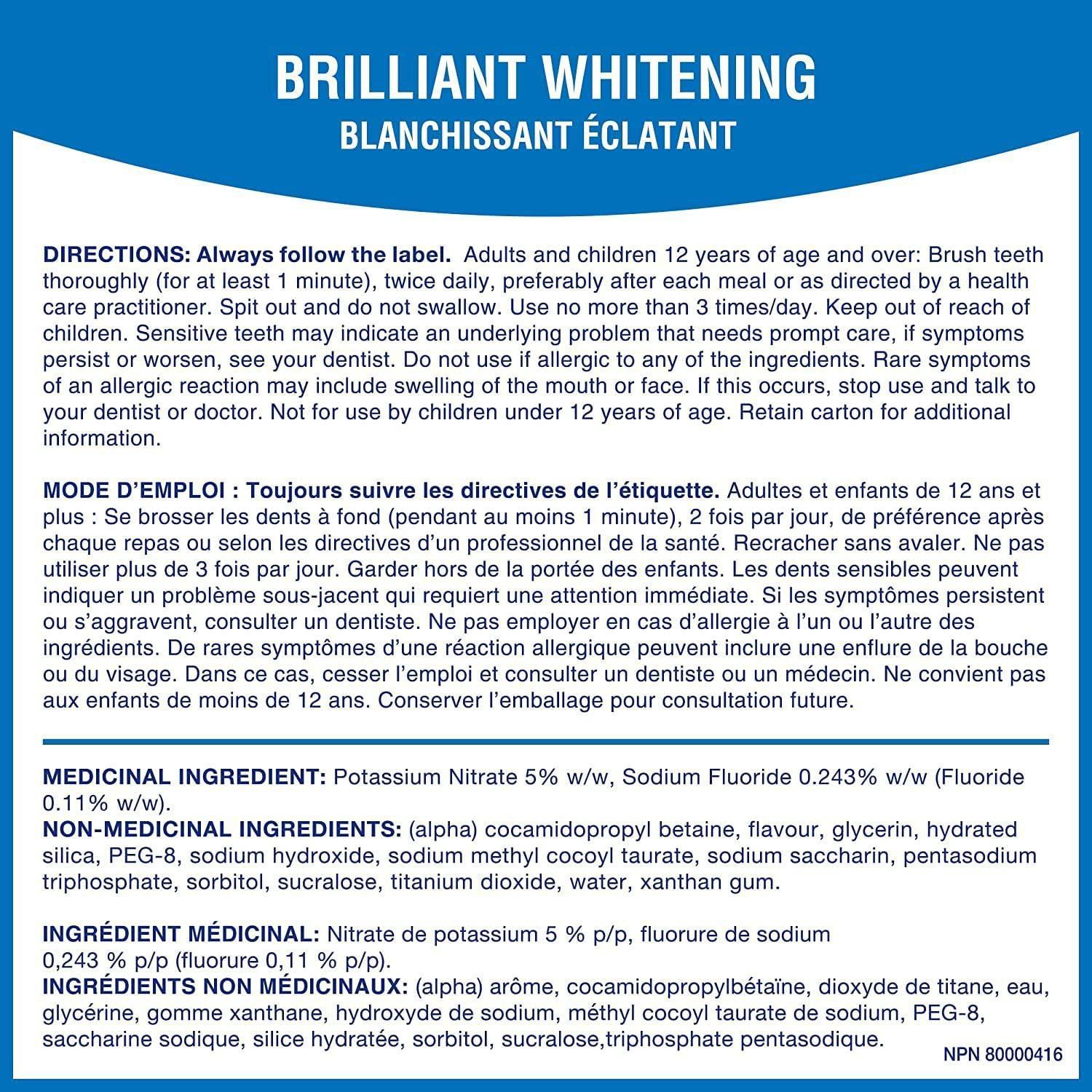  Kem Đánh Răng Đa Năng Trắng Răng + Khỏe Nướu Sensodyne Brilliant Whitening Sensitivity Protection - 135ml 