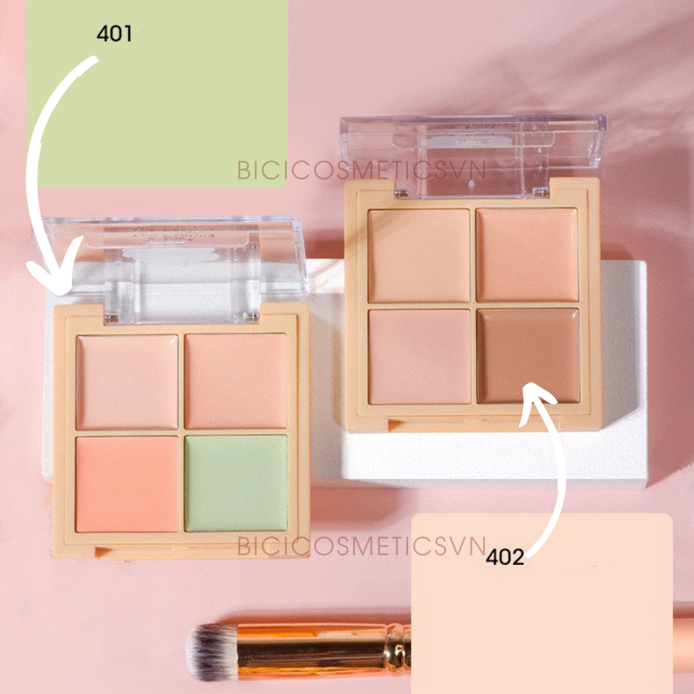  Bảng Triệt Sắc Che Khuyết Điểm 4 ô GOGO TALES Traceless Concealer - Kèm Cọ Nội Địa Trung 