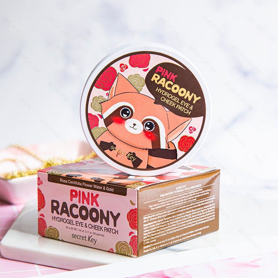 Mặt Nạ Dưỡng Mắt & Má Secret Key Pink Racoony Hydrogel Eye & Cheek Patch