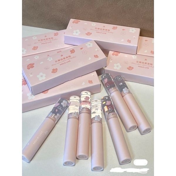  Son Kem Lì Nắp Trong Suốt Hoa Anh Đào HOLD LIVE Flower Sakura Velvet Matte 