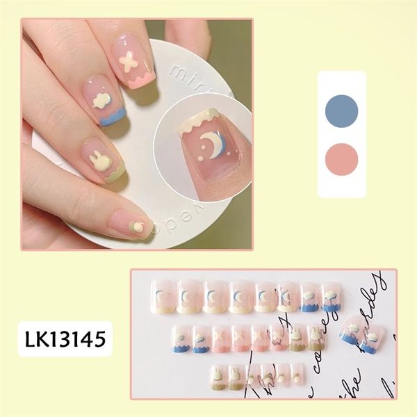  Hộp 24 Móng Tay Giả Đính Hạt, Đá Nails Box Cao Cấp Nội Địa Trung Kèm Keo Dán + Dũa Móng 