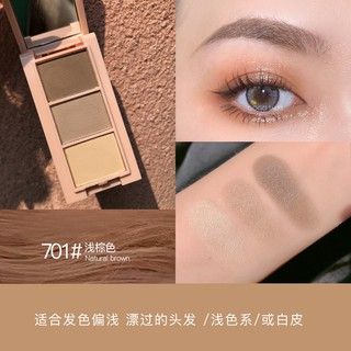 Bột Phấn Kẻ Chân Mày GOGO TALES 3 Ô Tự Nhiên Lâu Trôi Natural Soft Mist + Kèm Cọ Tán