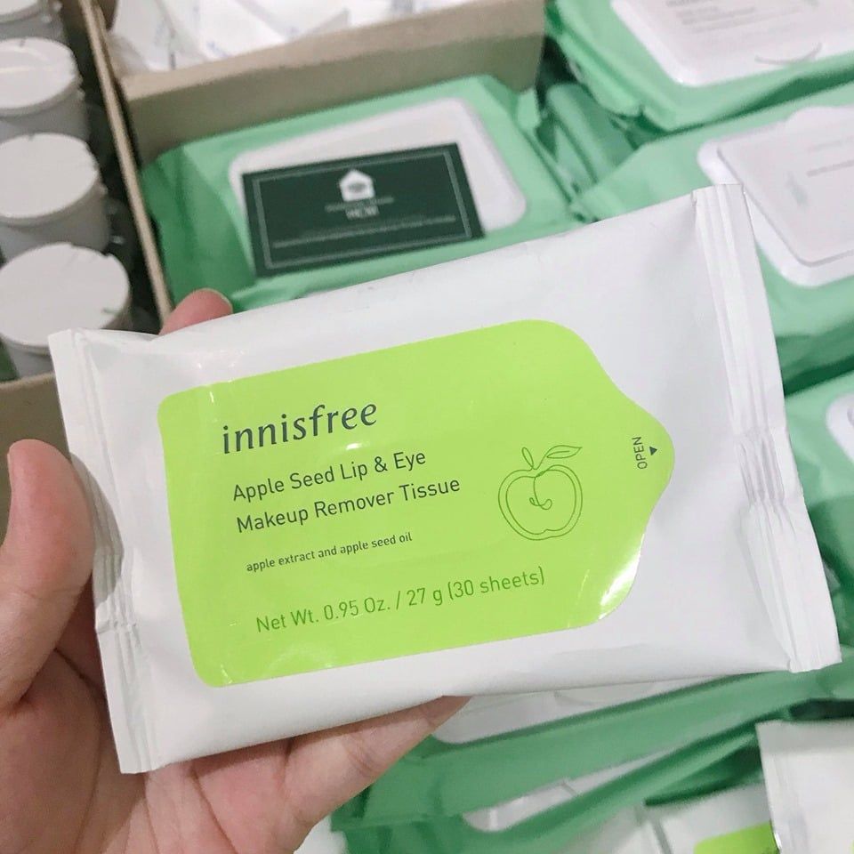Khăn Tẩy Trang Innisfree Apple Seed Lip&Eye Makeup Remover Tissue (30 miếng)