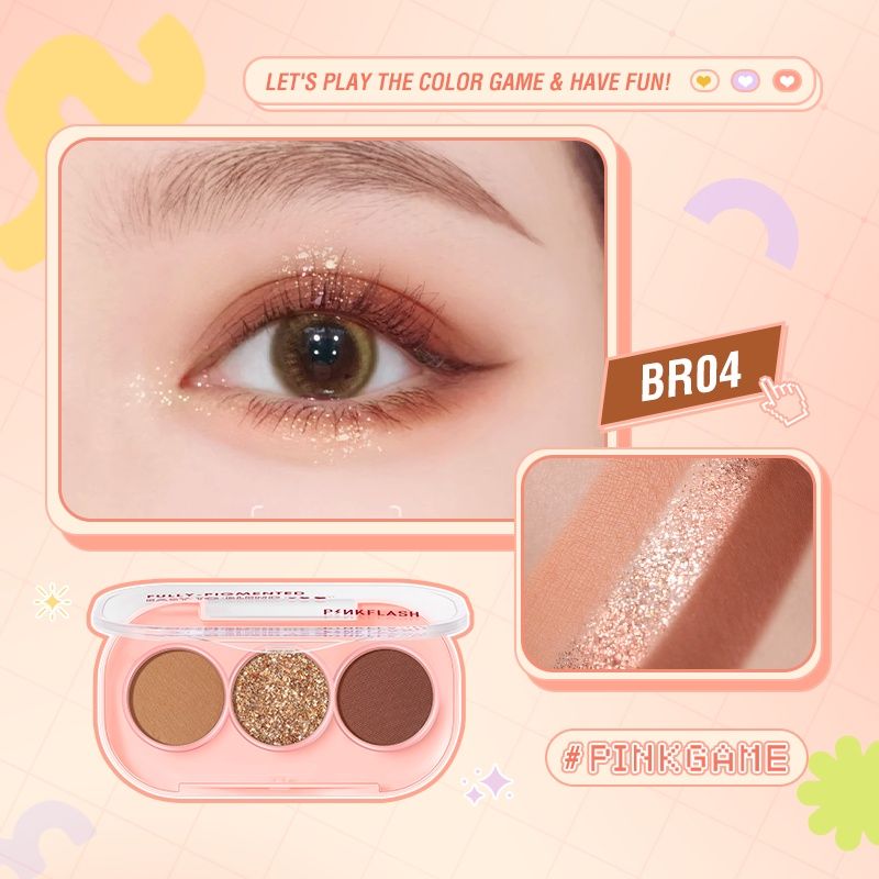  Bảng Phấn Mắt 3 Màu Tiện Lợi Lâu Trôi PINKFLASH 3 Pan Eyeshadow | PF-E23 