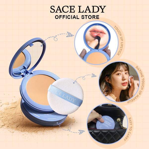  Phấn Phủ Nén Kiềm Dầu, Không Trôi SACE LADY Lasting Waterproof Oil Control Pressed Powder 