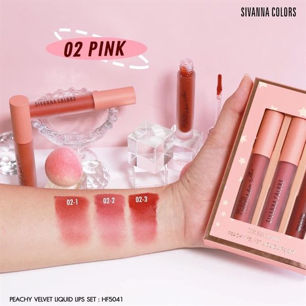  Set Son 3 Màu Sivanna Colors Peachy Velvet Liquid Lips Set HF5041 - #No1 #No2 
