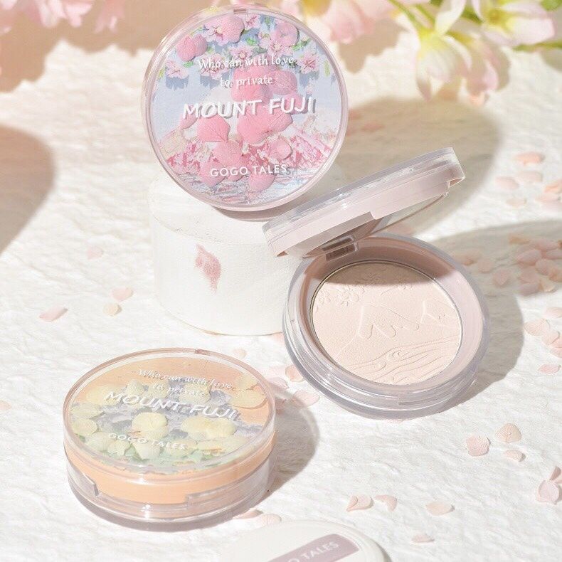  (Mẫu Mới 2022) Phấn Phủ Nén Fuji Hoa Anh Đào Kiềm Dầu  GOGO TALES Flower Girl Mount Fuji Pressed Powder 