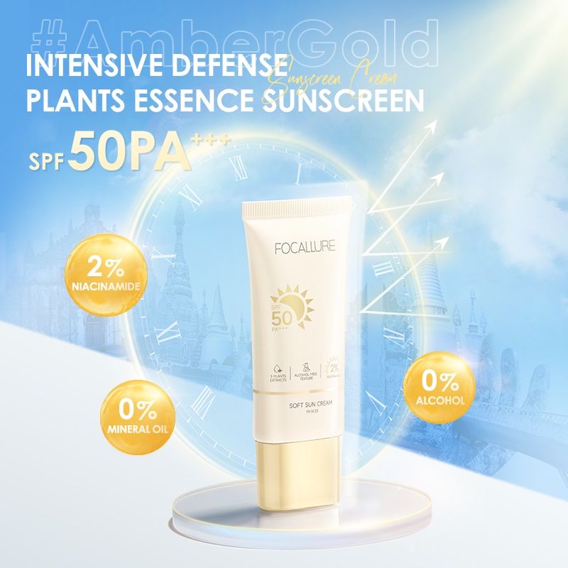  Kem Chống Nắng Dưỡng Trắng Da Ko Cồn FOCALLURE Soft Sun Cream 2% Niacinamide SPF50 PA++++ 30g | FA-SC23 