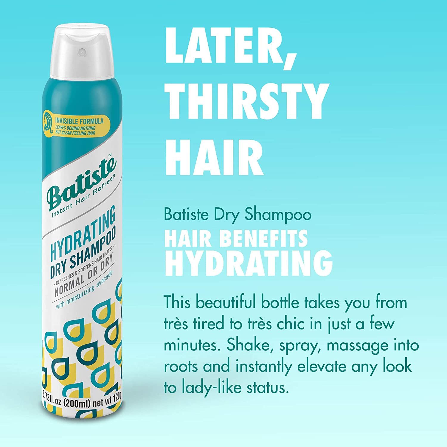 Dầu Gội Khô Dòng Chức Năng Cao Cấp BATISTE Dry Shampoo Invisible Formula 200ml