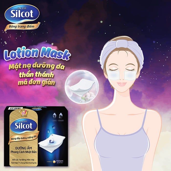  Bông Đắp Toner, Tẩy Trang SILCOT Lotion Mask Unicharm Chính Hãng - 40 miếng đôi 
