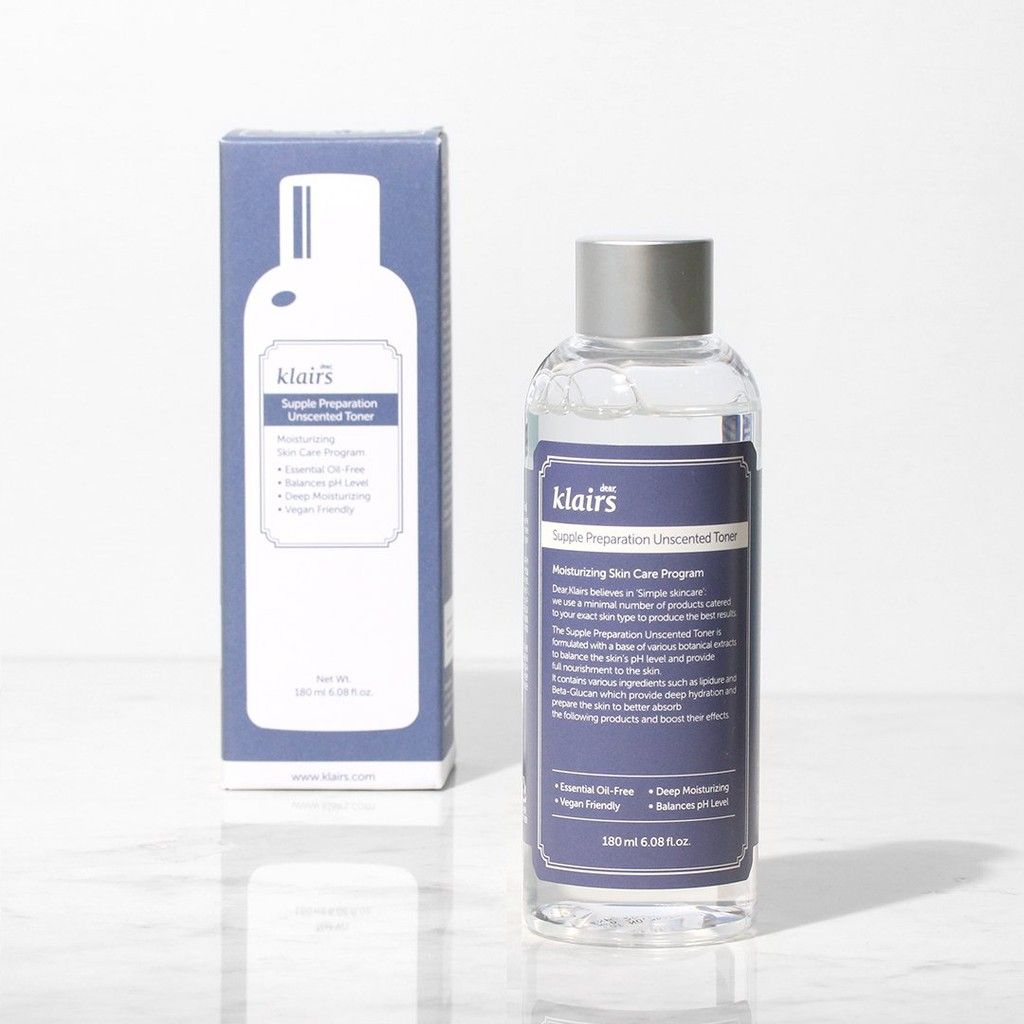 Nước Hoa Hồng Không Mùi Dear Klairs Supple Preparation Unscented Toner 180ml