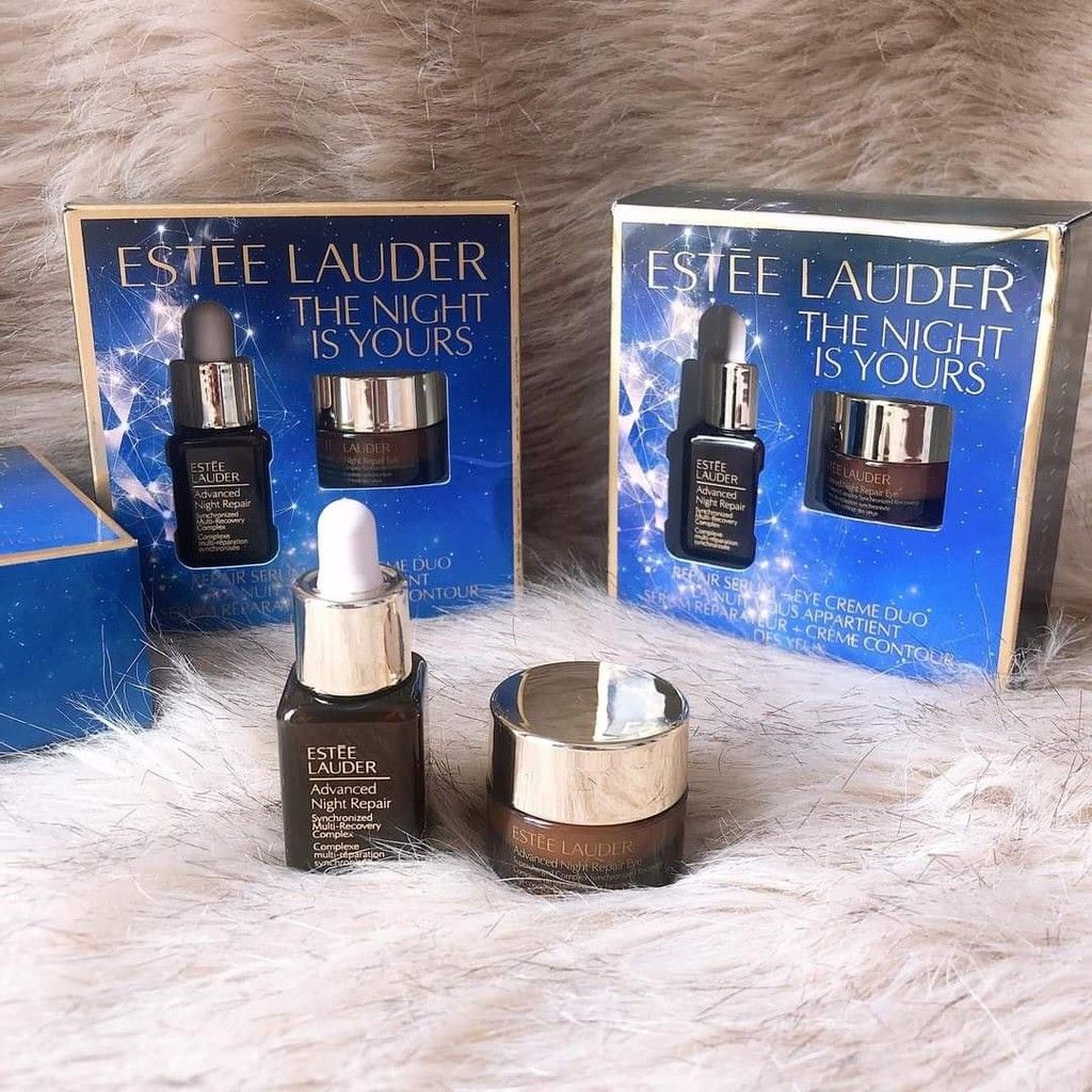  Set 2 Món Dưỡng Best Seller ESTEE LAUDER Mini Power Pair Serum Advanced Night Repair 7ml + Kem Mắt 5ml 