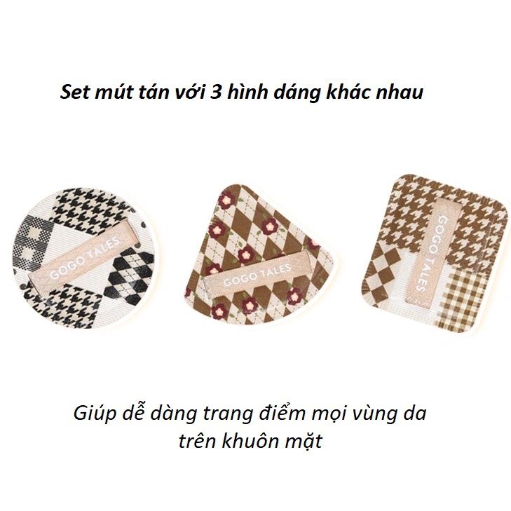  Sét Mút Tán Nền GOGO TALES Houndstooth Cloud Sensation Puff 