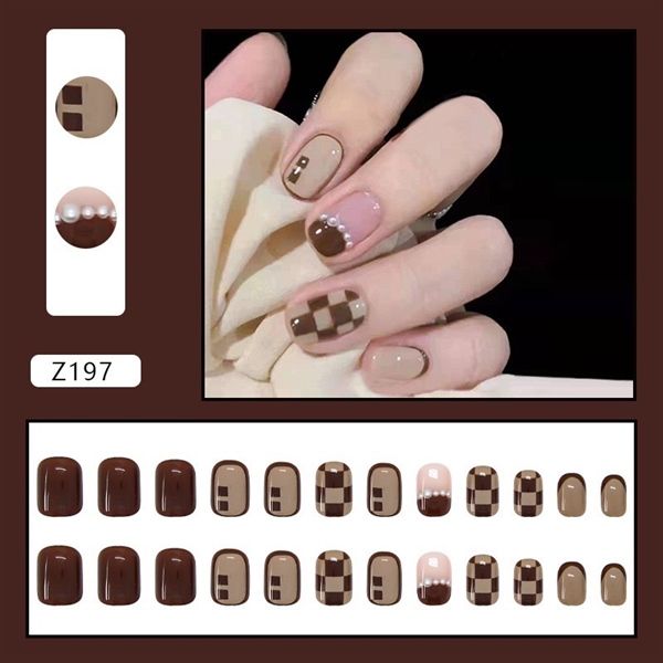 Hộp 24 Móng Tay Giả Đính Hạt, Đá Nails Box Cao Cấp Nội Địa Trung Kèm Keo Dán + Dũa Móng