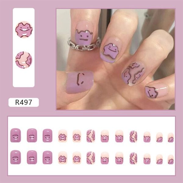  Hộp 24 Móng Tay Giả Đính Hạt, Đá Nails Box Cao Cấp Nội Địa Trung Kèm Keo Dán + Dũa Móng 