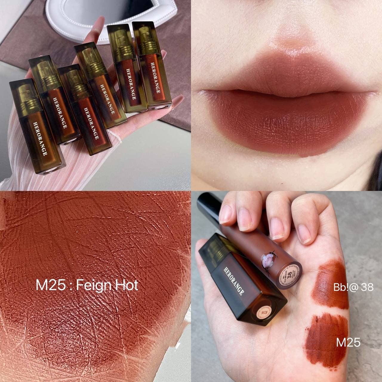 Son Kem Lì Mịn Môi HERORANGE Floating Fog Naked Lip Glaze Nội Địa Trung