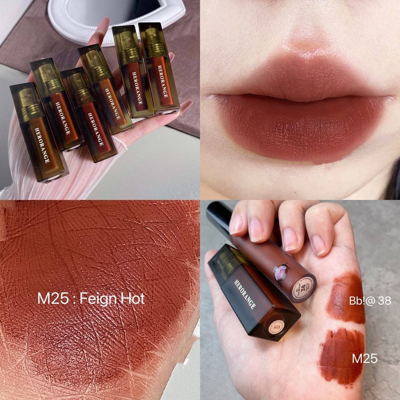  Son Kem Lì Mịn Môi HERORANGE Floating Fog Naked Lip Glaze Nội Địa Trung 