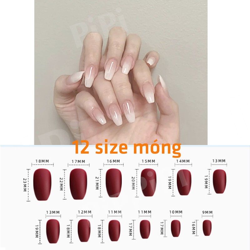Hộp 24 Móng Tay Giả Đính Hạt, Đá Nails Box Cao Cấp Nội Địa Trung Kèm Keo Dán + Dũa Móng