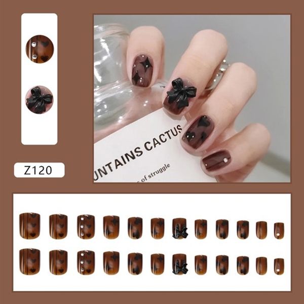  Hộp 24 Móng Tay Giả Đính Hạt, Đá Nails Box Cao Cấp Nội Địa Trung Kèm Keo Dán + Dũa Móng 