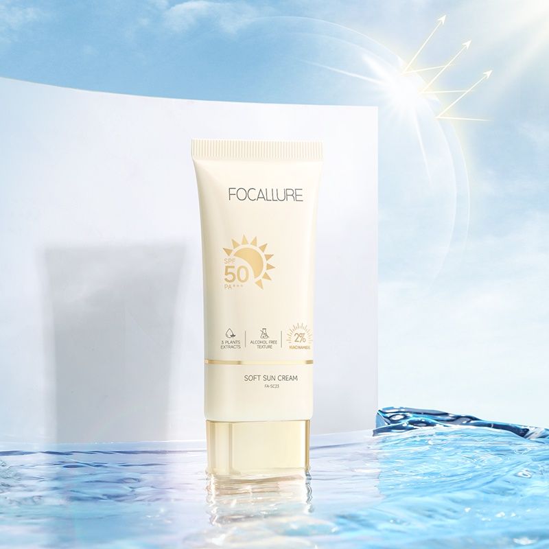 Kem Chống Nắng Dưỡng Trắng Da Ko Cồn FOCALLURE Soft Sun Cream 2% Niacinamide SPF50 PA++++ 30g | FA-SC23