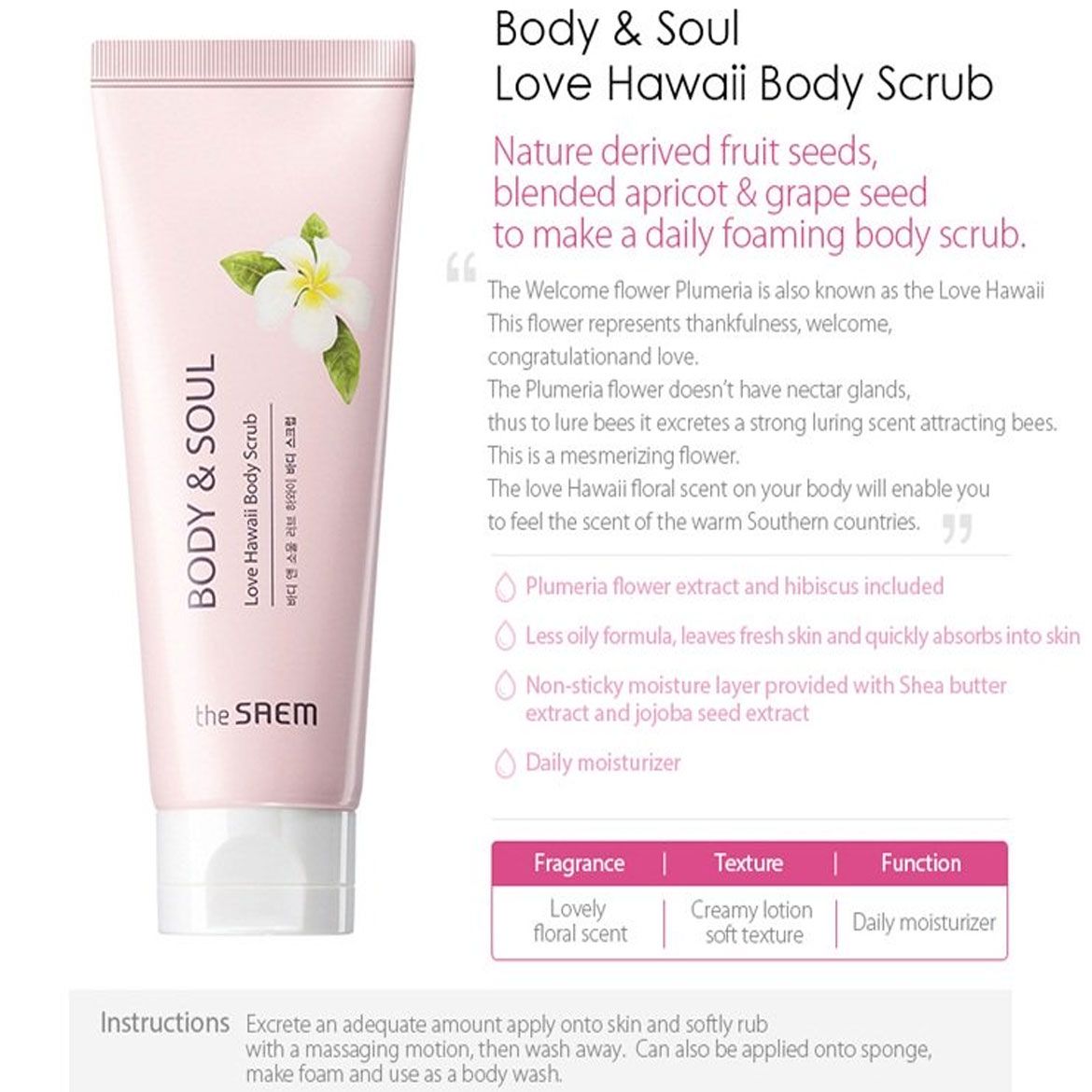 Tẩy tế bào chết The Saem Body & Soul Love Hawaii Body Scrub