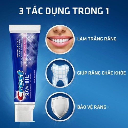  Kem Đánh Răng Trắng Răng Loại Bỏ 90% Mảng Bám CREST Vivid Ultra Mint Removes Up To 90% - 147g 