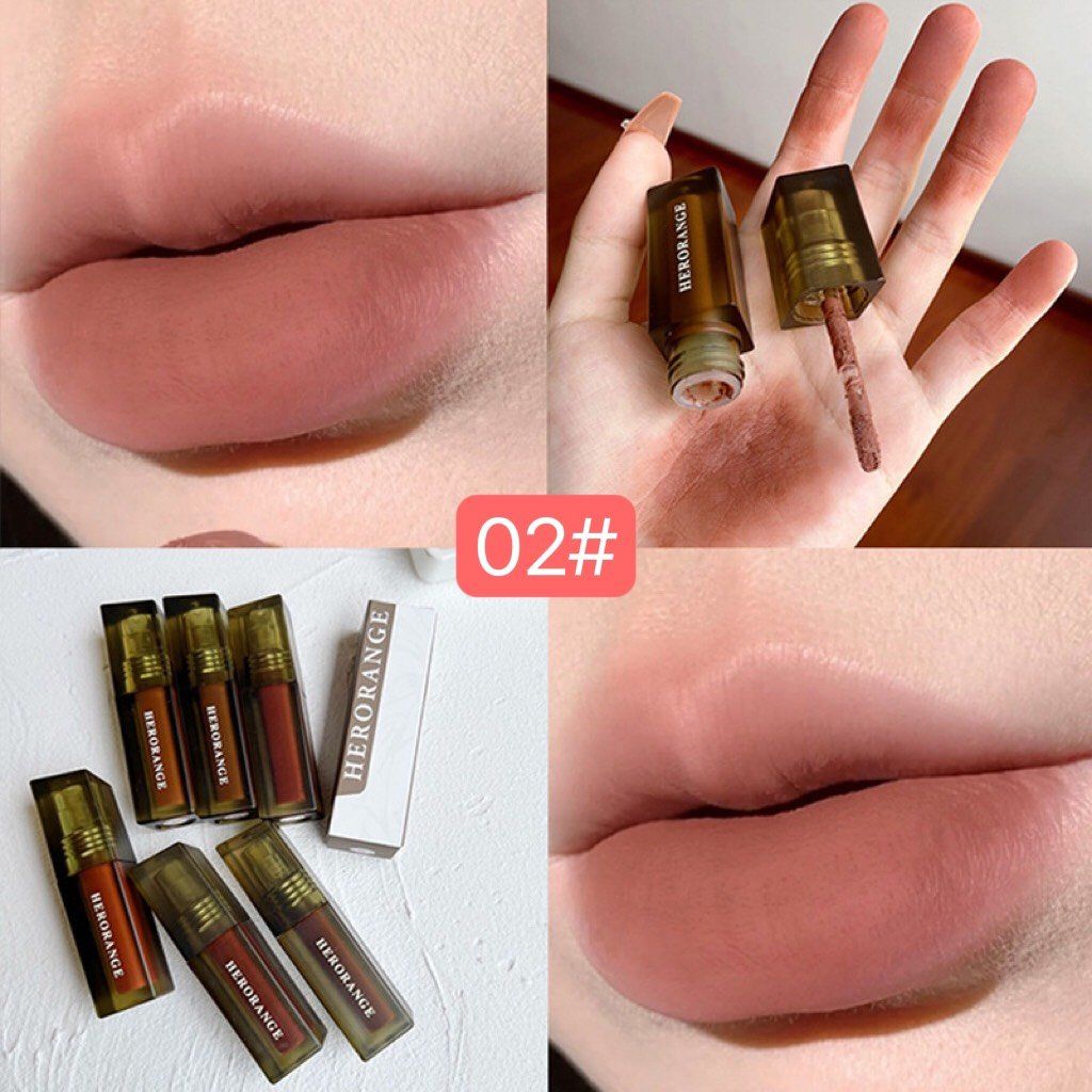  Son Kem Lì Mịn Môi HERORANGE Floating Fog Naked Lip Glaze Nội Địa Trung 