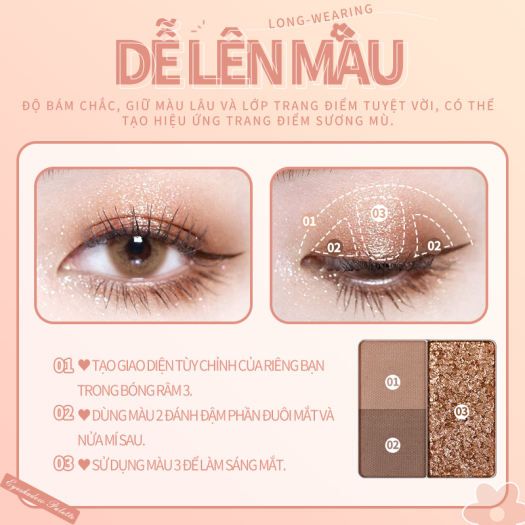 Phấn Mắt 3 Ô Bền Màu BAYFREE Eyeshadow Palette Eye Color