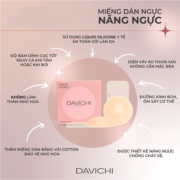  Miếng Dán Ngực Sillicone Nâng Ngực Có Thể Tái Sử Dụng DAVICHI Lifting Nippe Covers (2 cặp - 4 miếng) 