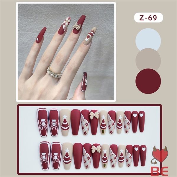  Hộp 24 Móng Tay Giả Đính Hạt, Đá Nails Box Cao Cấp Nội Địa Trung Kèm Keo Dán + Dũa Móng 