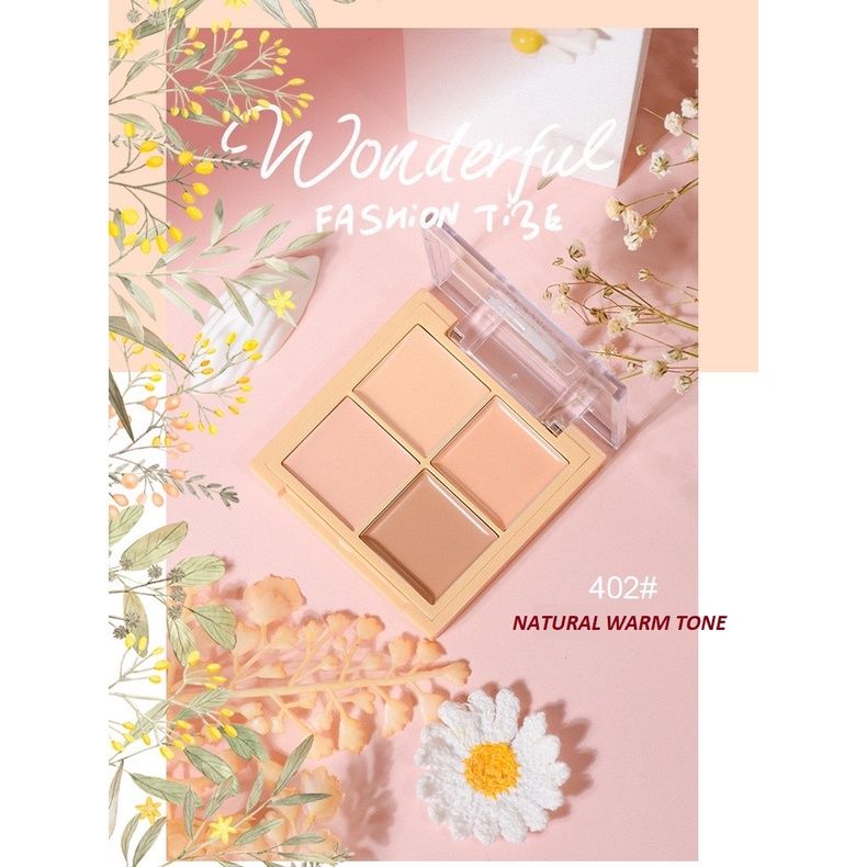 Bảng Triệt Sắc Che Khuyết Điểm 4 ô GOGO TALES Traceless Concealer - Kèm Cọ Nội Địa Trung