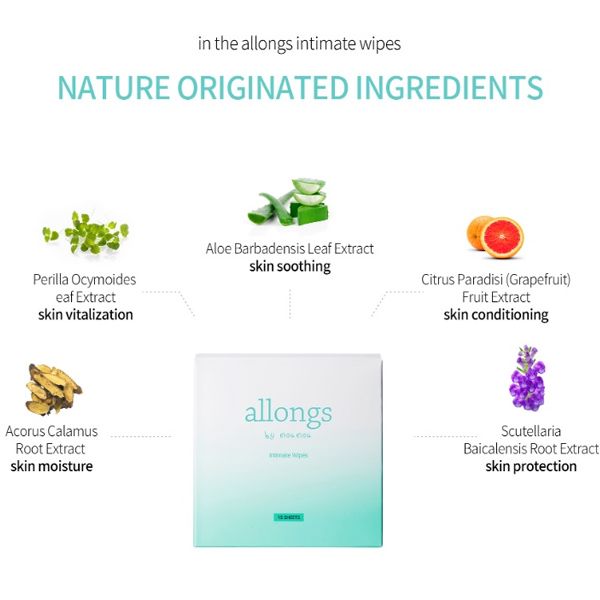  Khăn Lau Phụ Khoa Allongs Intimate Wipes (15 miếng 1 hộp) 