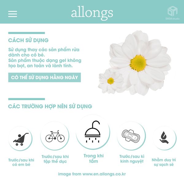 Dung dịch vệ sinh vùng kín Allongs Intimate Cleanser 180ml