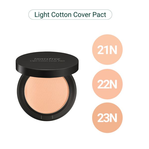 Phấn Phủ Dạng Nén Kiềm Dầu, Che Phủ Tốt, Cho Lớp Nền Nhẹ Như Bông Innisfree Light Cotton Cover Pact SPF30/PA+++ 12g