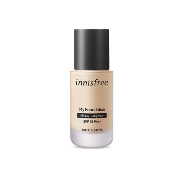 Kem Nền Kiềm Dầu, Che Phủ Tốt, Cho Lớp Nền Hoàn Hảo, Lâu Trôi Innisfree My Foundation All Day Long Wear SPF25/PA++ 30ml