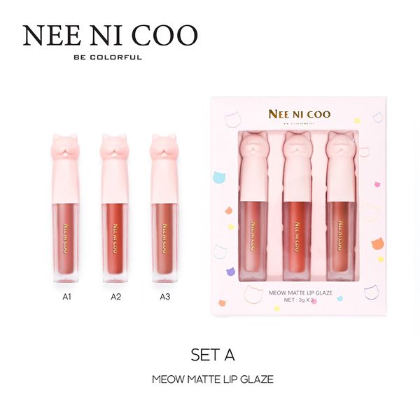  Set Son Nee Ni Coo Be Colorful Meow Matte Lip Glaze NC08 