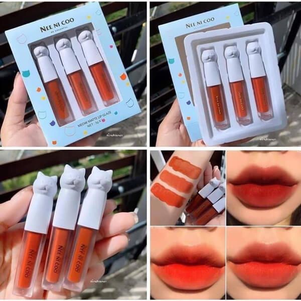 Set Son Nee Ni Coo Be Colorful Meow Matte Lip Glaze NC08