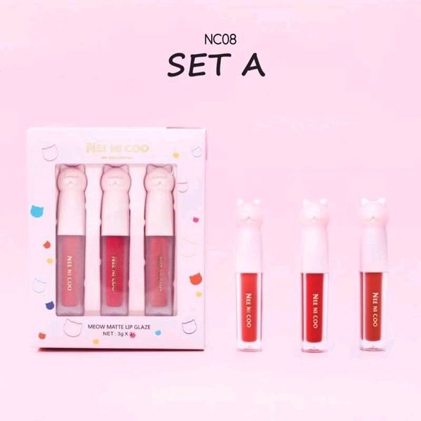 Set Son Nee Ni Coo Be Colorful Meow Matte Lip Glaze NC08