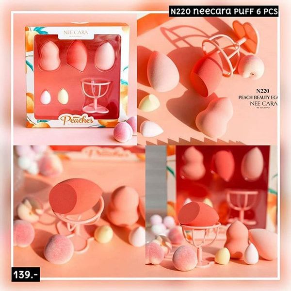 Set Bông Mút Nee Cara Be Colorful Peachs Set Of 5 Puff Applicators N220