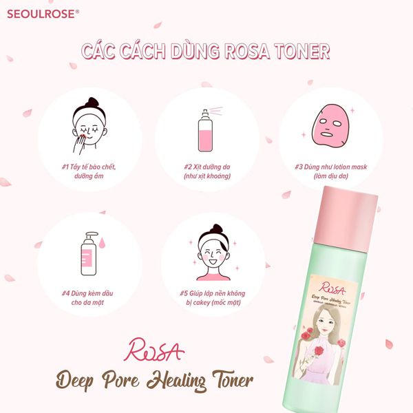  Nước Hoa Hồng SeoulRose Rosa Deep Pore Healing Toner 120ml 