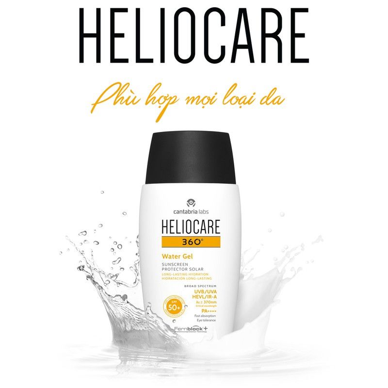  (Mẫu Mới) Kem Chống Nắng Dạng Gel Phổ Rộng HELIOCARE 360 Water Gel Sunscreen Protector Solar Long Lasting Hydration SPF50 50ML 