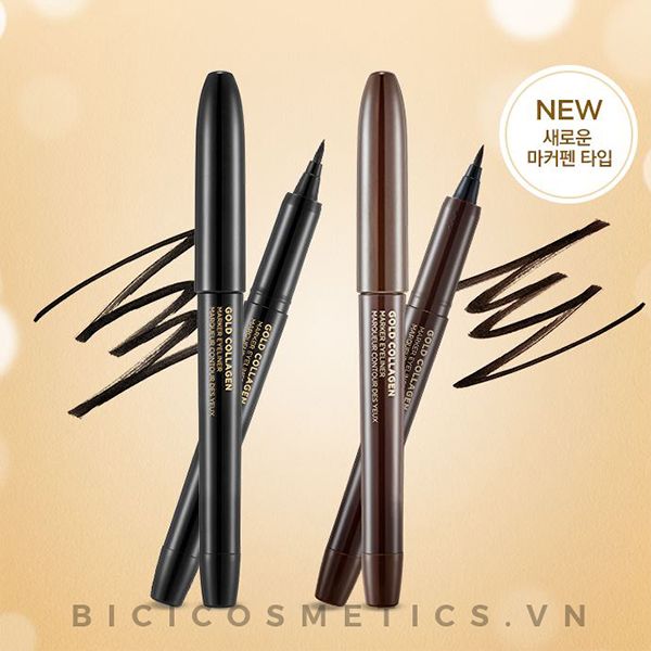 Bút Dạ Kẻ Mắt Gold Collagen Marker Eyeliner The Face Shop – #01Black