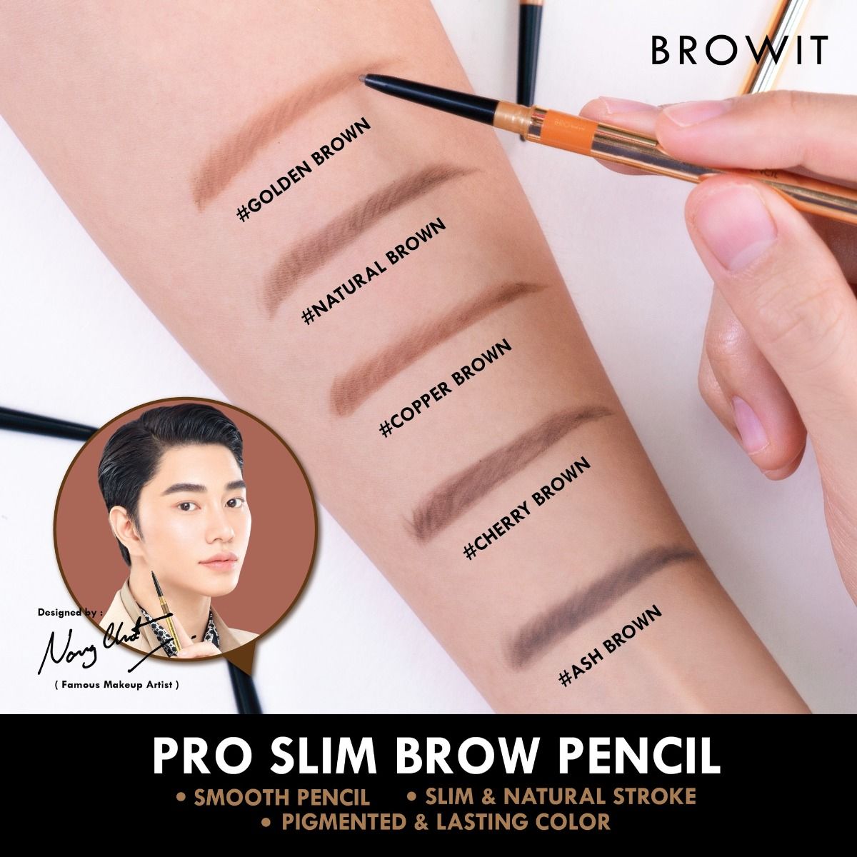  Chì Kẻ Mày Siêu Mảnh BROWIT by Nongchat Pro Slim Brown Pencil 