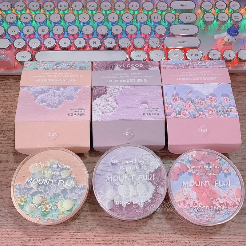  (Mẫu Mới 2022) Phấn Phủ Nén Fuji Hoa Anh Đào Kiềm Dầu  GOGO TALES Flower Girl Mount Fuji Pressed Powder 